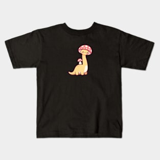 Kawaii simple Mushroom Hat Dinosaur Brontosaurus Kids T-Shirt